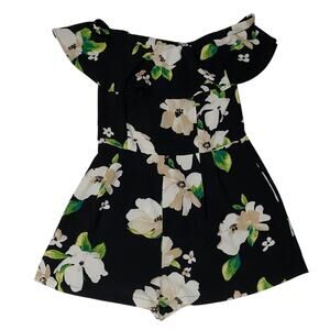 Ruffle Floral Romper Off Shoulder Size Medium Papermoon